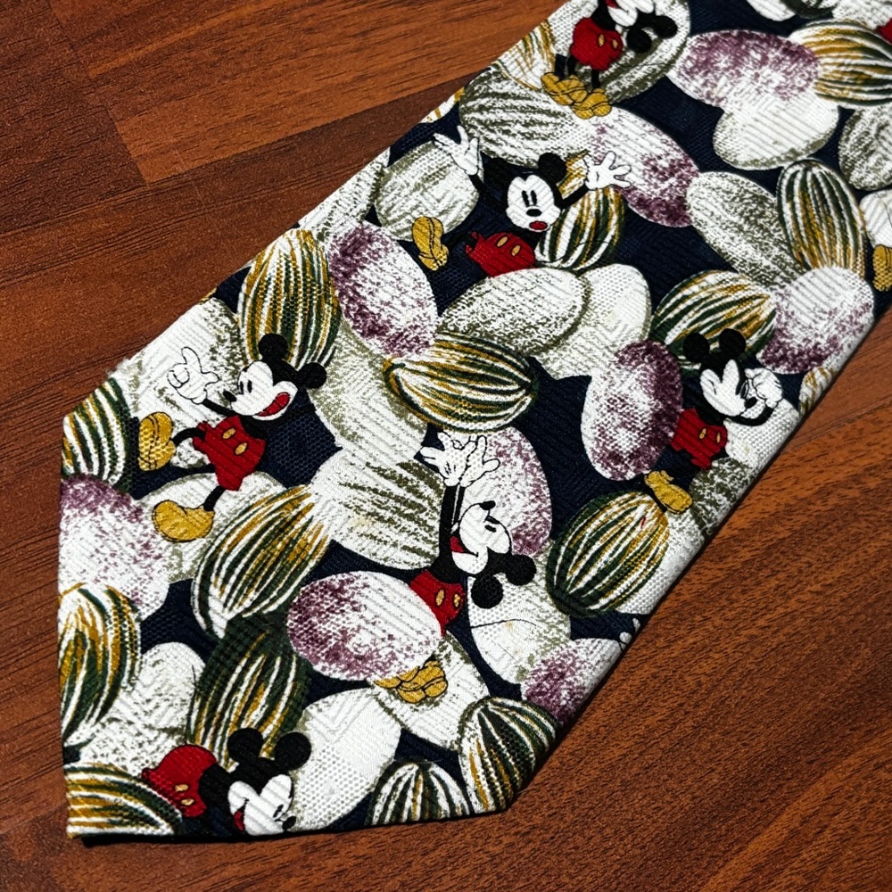 Disney Vintage Mickey Mouse Multicolor Patterned Tie